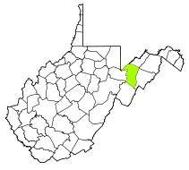 Map of West Virginia with Grant County highlighted
